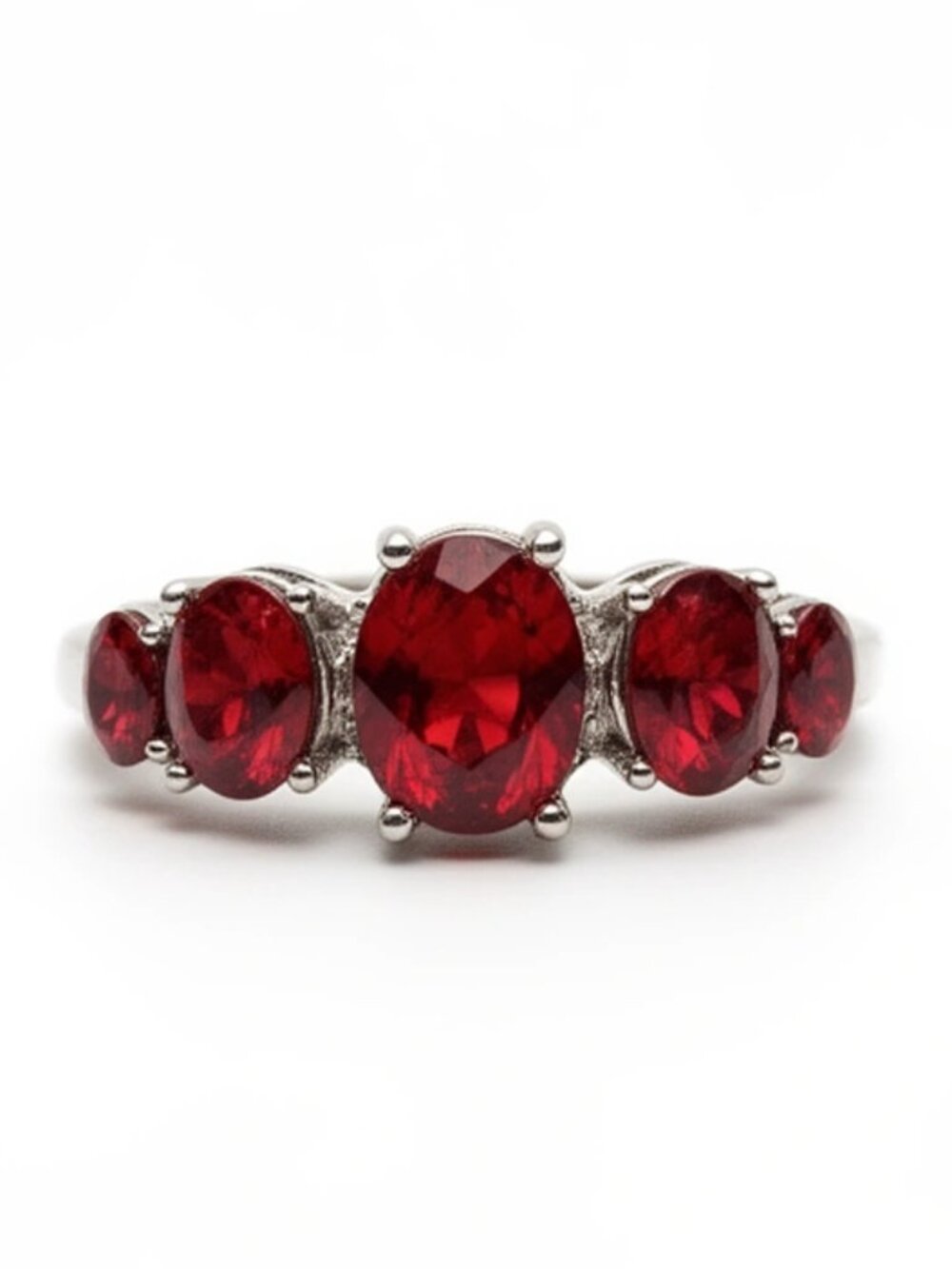 Women's Red Stone Ring Size 8 Silver Setting Costume Jewelry NEW